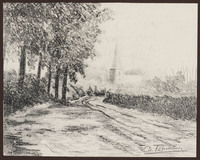 KT 1655
<br/>
Landschap met op de achtergrond een kerk
<br/>
<em>Heux, Johan Willem Nicolaas (Willem) Le; pseud. Tomkins, David (1880-1952)</em>